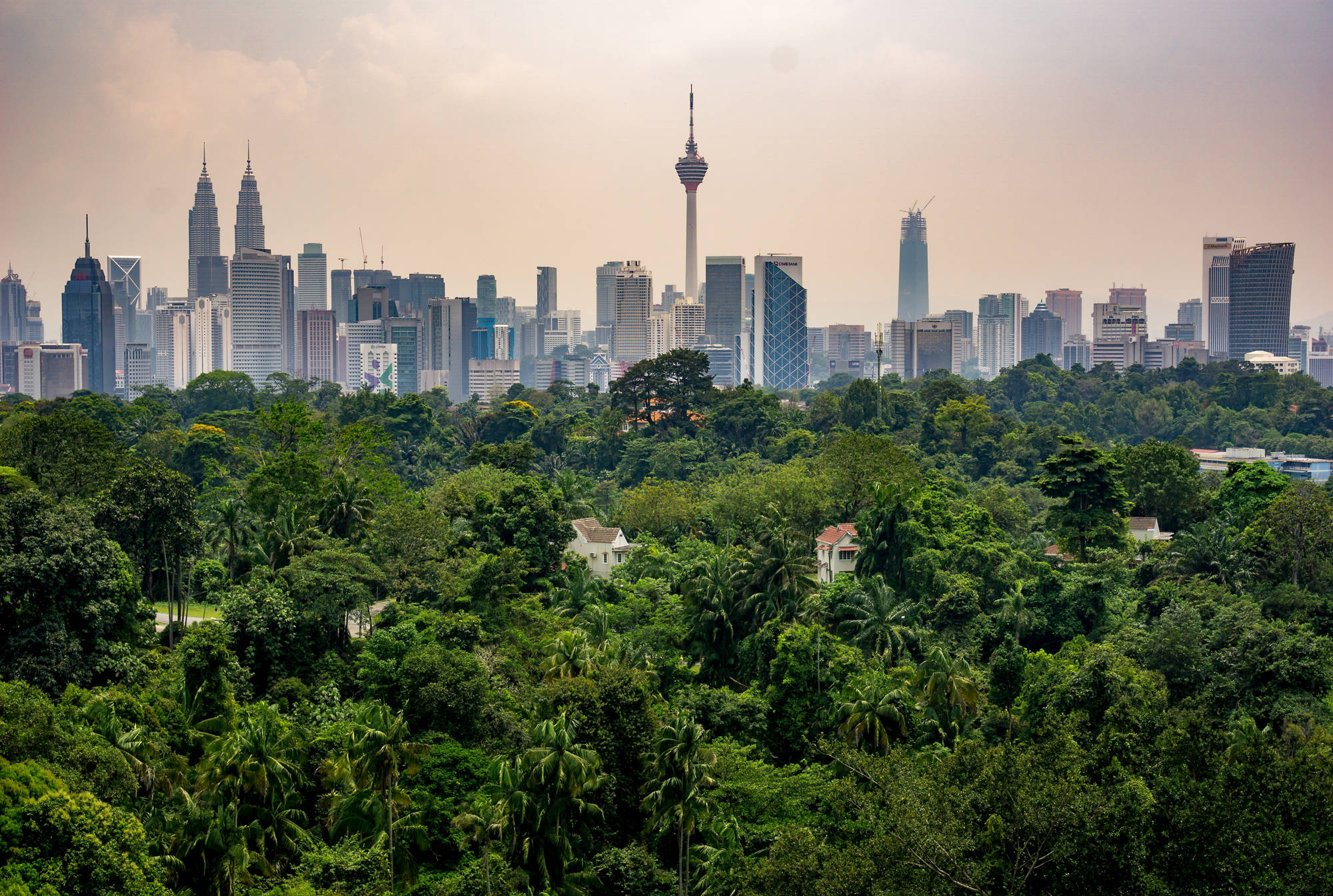 KUALA LUMPUR, MALAYSIA - 1st MAC 2018; A view of cloudy day at downtown Kuala Lumpur, Malaysia