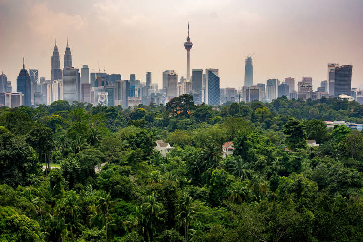 KUALA LUMPUR, MALAYSIA - 1st MAC 2018; A view of cloudy day at downtown Kuala Lumpur, Malaysia