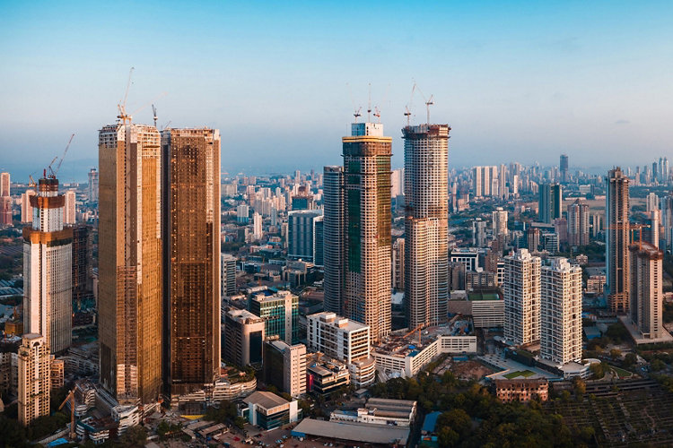 South Mumbai skyline- Real estate in Lower Parel, Worli; Shutterstock ID 1453690769