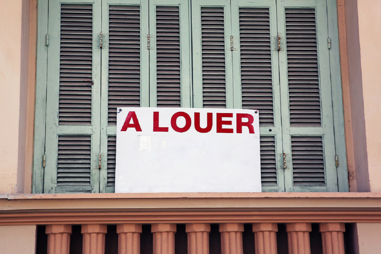 Apartment For Rent Sign in Front of an Apartment Building in Nice, France; Shutterstock ID 421396741