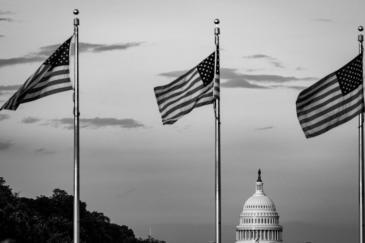 WASHINGTON, DC - JUNE 25: The U.S. Capitol building is seen in the distance from the base of the Washington Monument on June 25, 2023 in Washington, DC. President Biden returns to the White House today after spending the weekend at Camp David. (Photo by Samuel Corum/Getty Images)